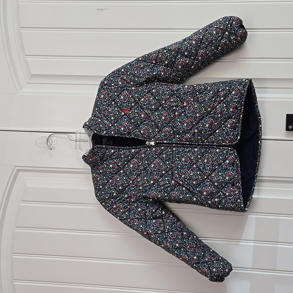 Ralph Lauren Jacket Girls Years Floral Polo Black Pink Yellow Blue Padded SZ 6X